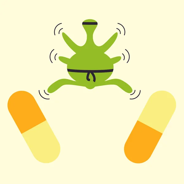 Résistance aux antibiotiques ninja concept — Image vectorielle