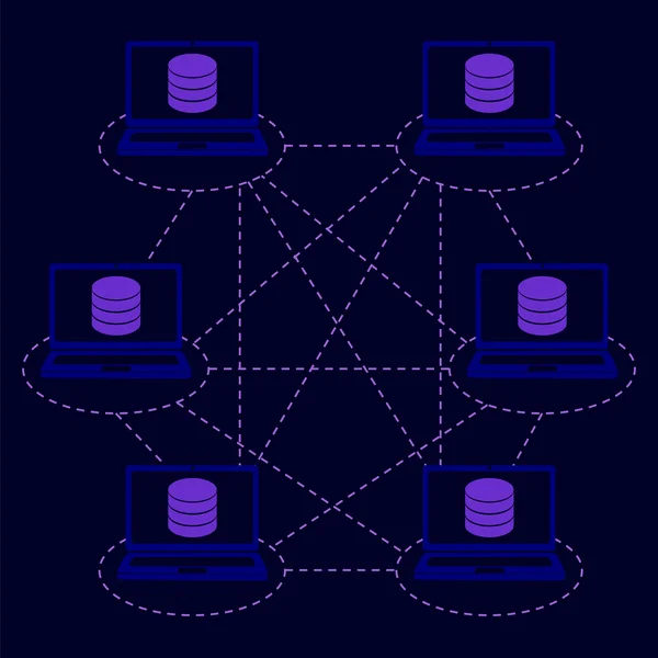 Rozproszona baza danych blockchain — Wektor stockowy