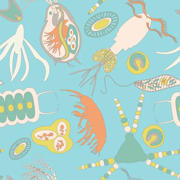 Motif sans couture plancton — Image vectorielle