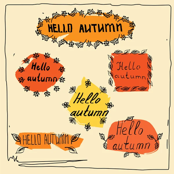 Hello autumn badge sketch — Stock Vector