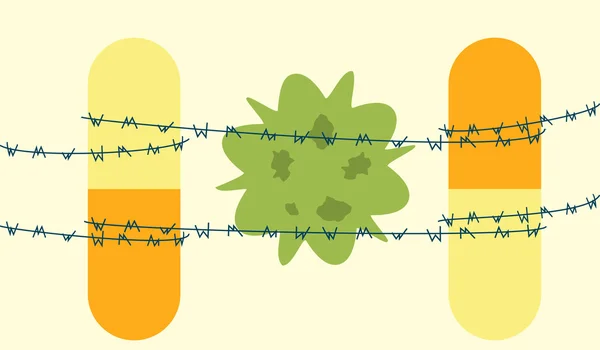 Antibióticos bacterias superbug concepto — Archivo Imágenes Vectoriales