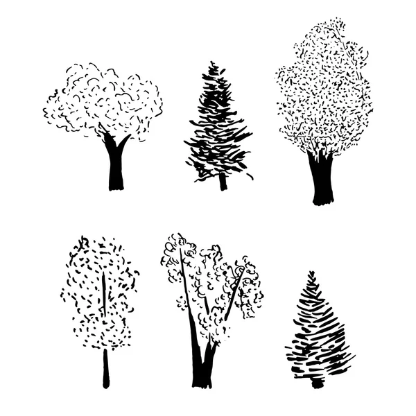 Árbol bosquejo conjunto — Vector de stock