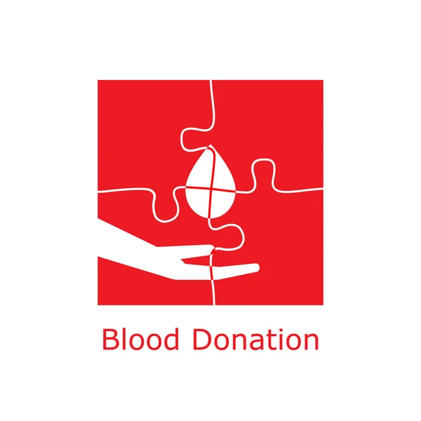 Donación de sangre logo puzzle — Vector de stock