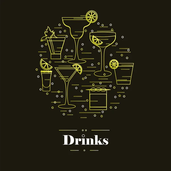Cocktail dranken cirkel — Stockvector