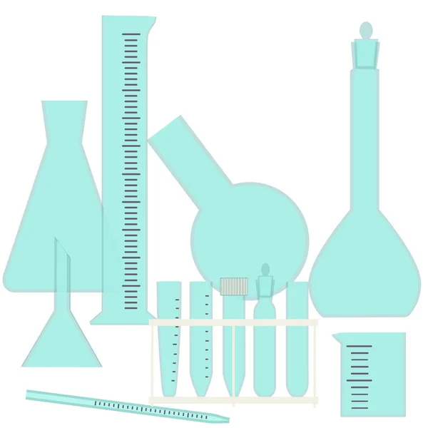 Artículos de vidrio para experimentos químicos y biológicos — Vector de stock