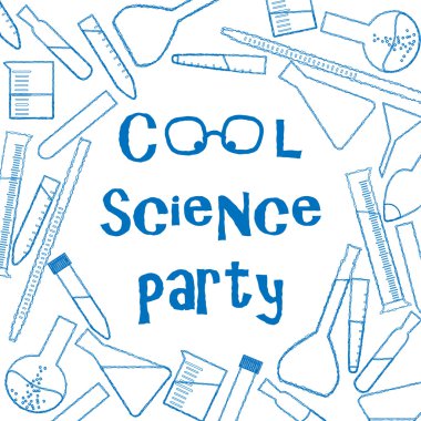 Arka plan serin bilim parti poster için kimya cam ürünleri ile