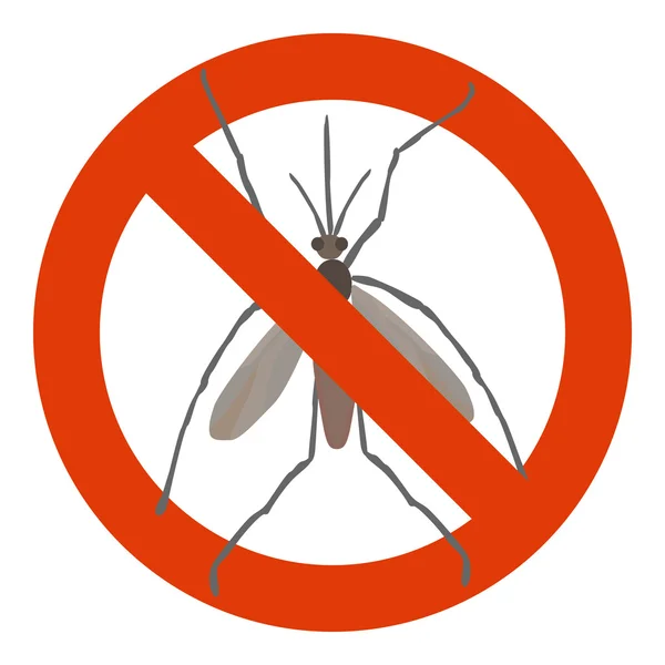 Sinal de proibição com mosquito —  Vetores de Stock