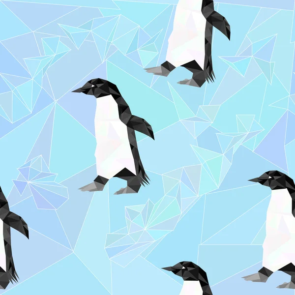 Motif bas sans couture poly avec des pingouins sur le fond — Image vectorielle