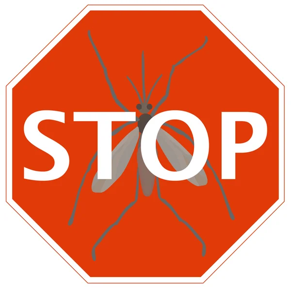 Segno di stop con zanzara — Vettoriale Stock