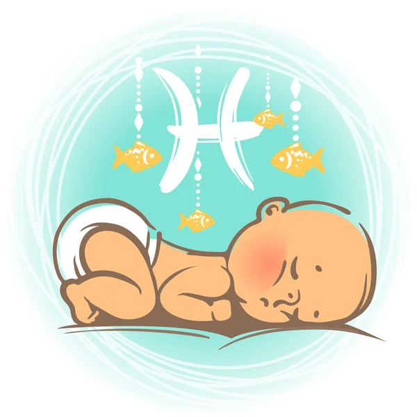 Baby zodiac Pisces — Stock Vector