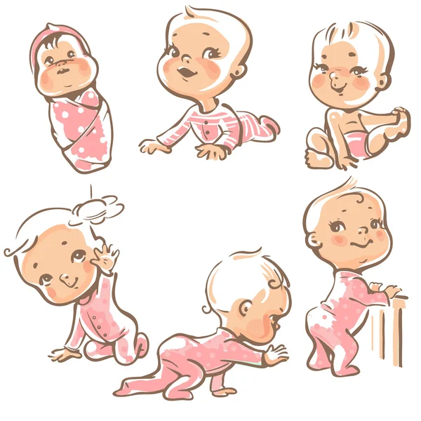 Pembe elbise sevimli bebekler.