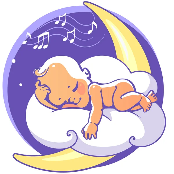 Bambino che dorme sulla luna — Vettoriale Stock