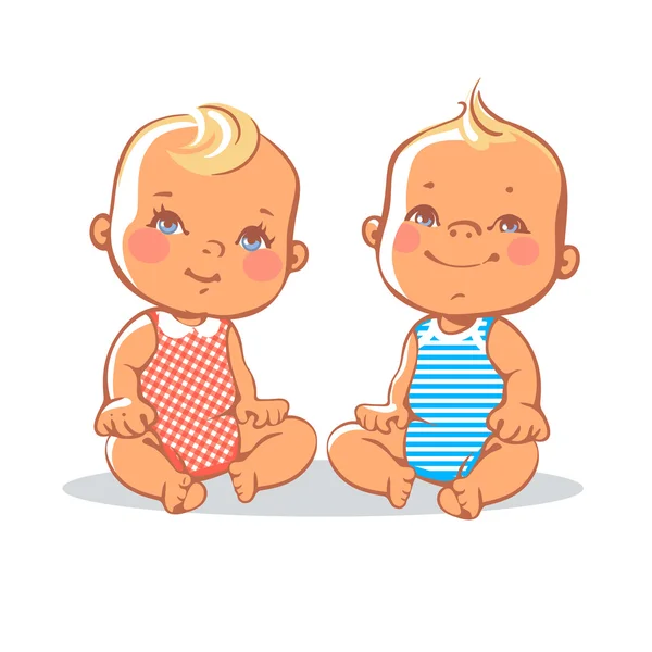 Twee schattige kleine baby 's. — Stockvector