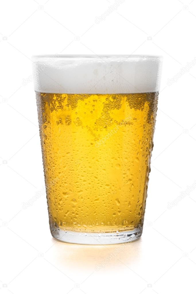 Glass of beer isolated on white background