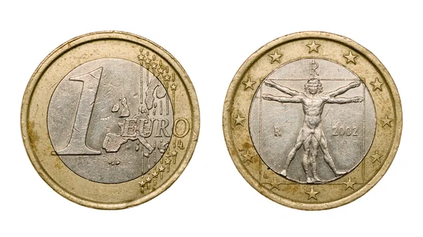 One euro coin front and back faces — Stock Photo, Image