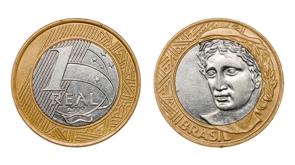 One real coin front and back faces — Stock Photo, Image