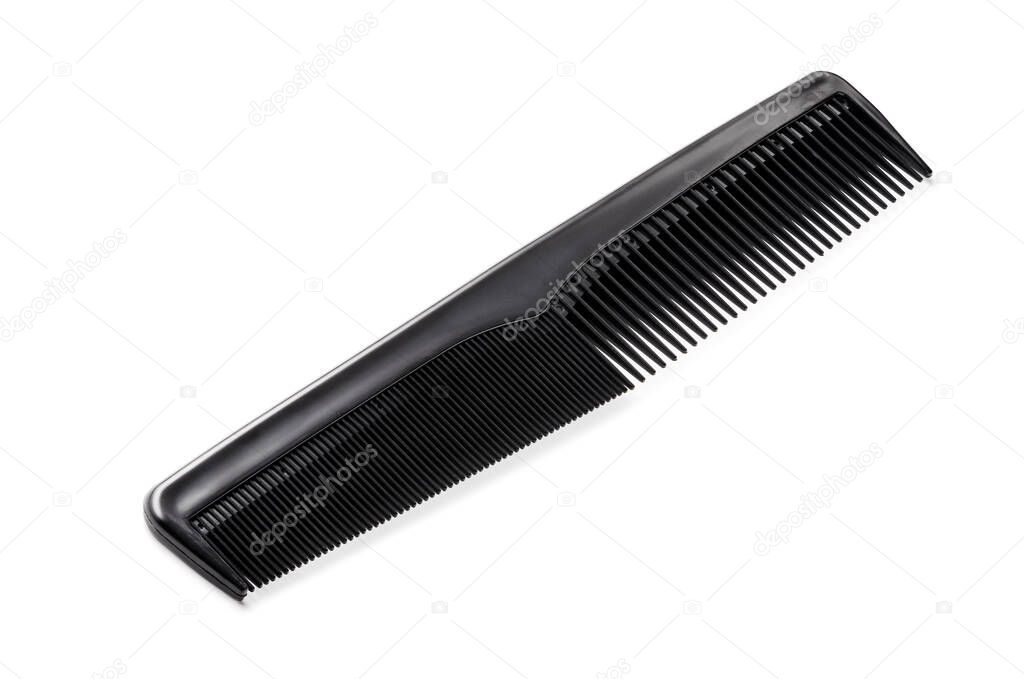 Black comb isolated on white background with clipping path