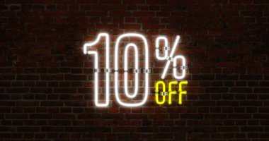 % 10 Kapalı Neon İndirimli 3D Titreşimli Animasyon Tuğla Duvar Arkaplanı Üzerine İmza