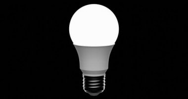 Siyah Arkaplanda Matte ile Yanıp sönen 3D Parlayan Ampul Canlandırması