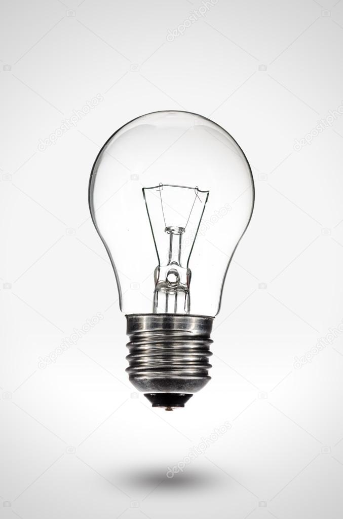 Turned off Light bulb floating above a gradient background with shadow