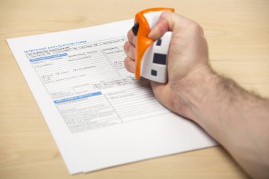 Erkek el squashes köpük ev - Mortgage stres kavramı