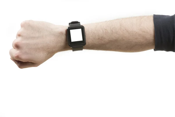 Relógio inteligente no pulso com caminho de recorte — Fotografia de Stock