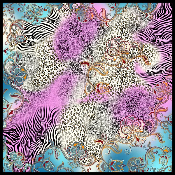 Leopard  silk scarf design — Stock Photo, Image