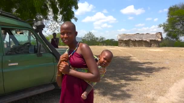 Masai Kabilesini Ziyaret Ediyorum Tanzanya Afrika — Stok video