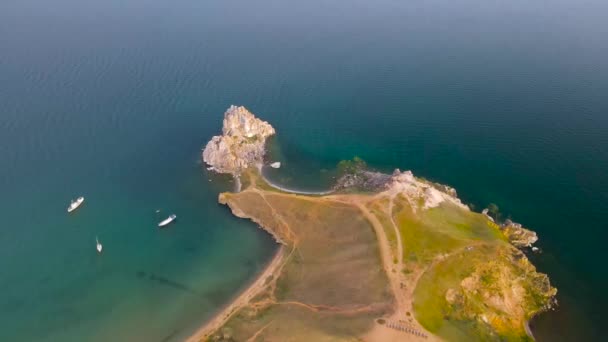 Shamanka Rock Cabo Burhan Uma Viagem Lago Baikal — Vídeo de Stock