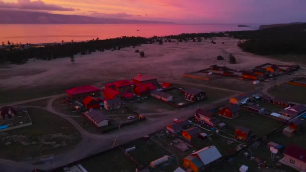 ブルハン岬の日没 バイカル湖への旅行 — ストック動画