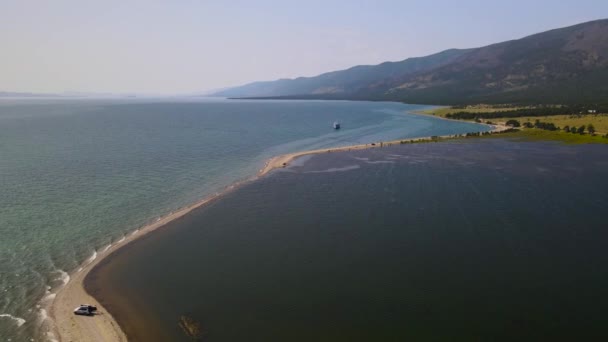 Pintoresco Lago Surkhaytor Nur Separado Del Lago Baikal Por Una — Vídeos de Stock