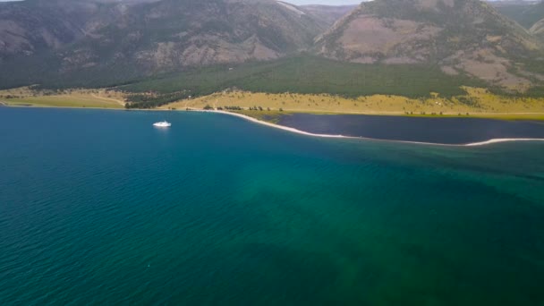 Pittoresque Lac Surkhaytor Nur Séparé Lac Baïkal Par Une Flèche — Video