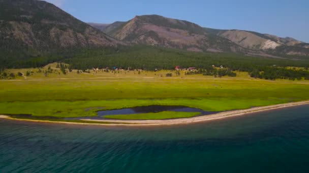 Pittoresque Lac Surkhaytor Nur Séparé Lac Baïkal Par Une Flèche — Video