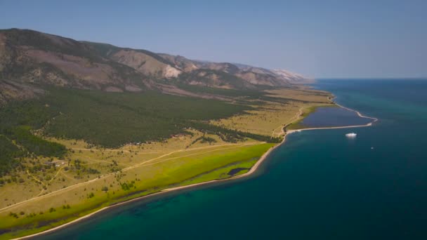 Озеро Сурхайтор Нур Відокремлене Від Байкалу Піщаною Косою — стокове відео