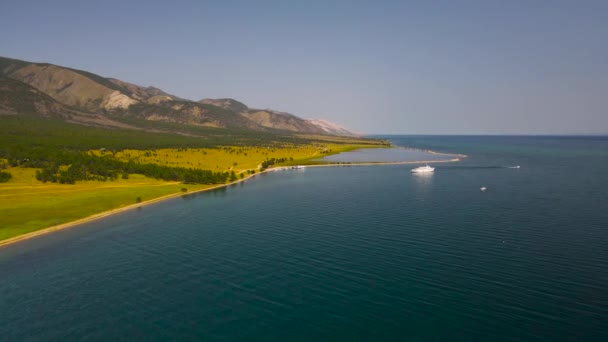 Malebné Jezero Surkhaytor Nur Oddělené Jezera Bajkal Písečnou Slinou — Stock video