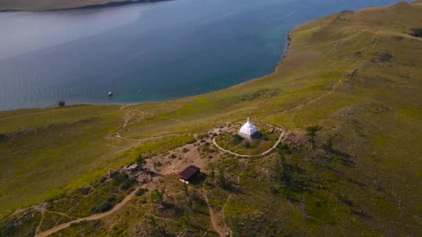 Lac Khankhoy Séparé Lac Baïkal Par Une Flèche Sable Voyage — Video