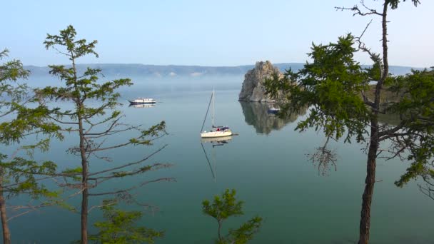 Shamanka Rock Cape Burhan Viaje Lago Baikal — Vídeos de Stock