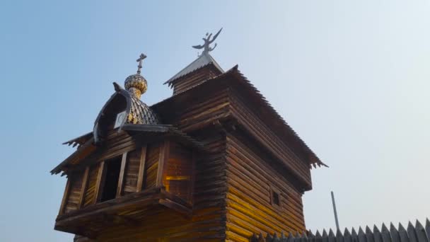 Eine Hölzerne Kapelle Retro Dorf Taltsy Ein Ausflug Zum Baikalsee — Stockvideo