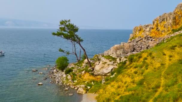 Morgonpromenad Cape Burhan Resa Till Bajkalsjön — Stockvideo