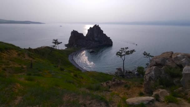 Shamanka Rock Cape Burhan Viaje Lago Baikal — Vídeos de Stock