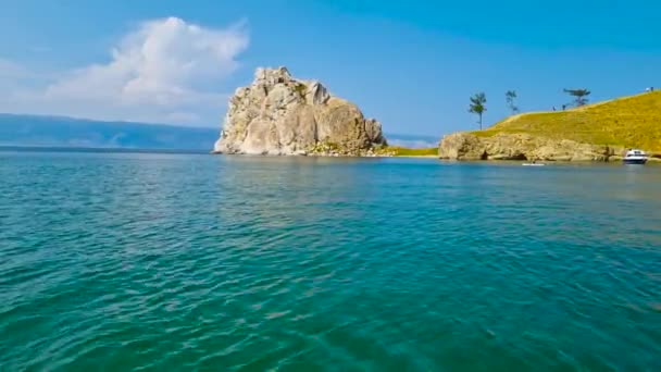 Shamanka Rock Cabo Burhan Uma Viagem Lago Baikal — Vídeo de Stock