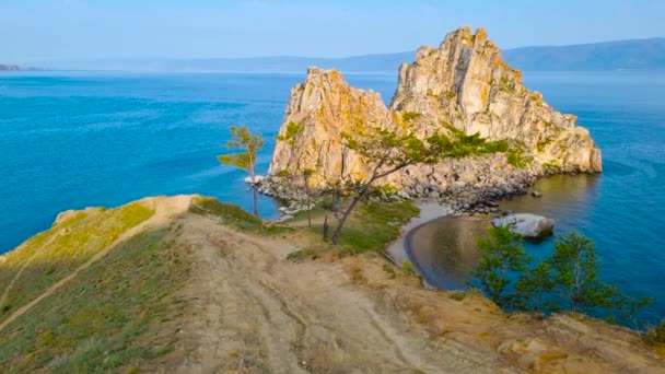 Shamanka Rock Cabo Burhan Uma Viagem Lago Baikal — Vídeo de Stock