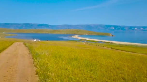 Прогулянка Мальовничому Узбережжю Малого Моря Подорож Озера Байкал — стокове відео