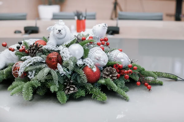 Christmas and New Year's  flowers composition. — Stock Photo, Image