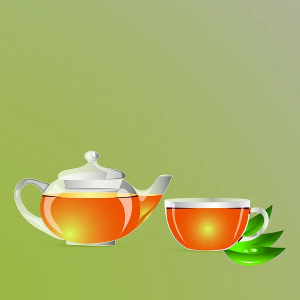 Konvice s šálkem čaje — Stockový vektor