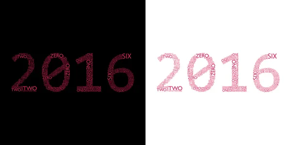검은색과 흰색 배경에 2016 인쇄 글꼴 핑크 톤 색상 — 스톡 벡터