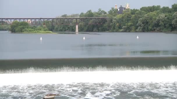 Grand River and waterfall. Landscape. Panorama view — Stock Video