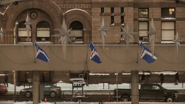 Blue and white flags of Toronto City. — Stock Video