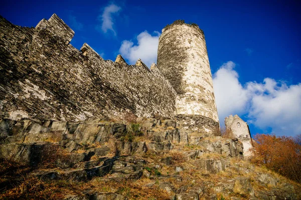 Torre Pedra Gótica Castelo Medieval Bezdez Colina Outono Região Liberec — Fotografia de Stock