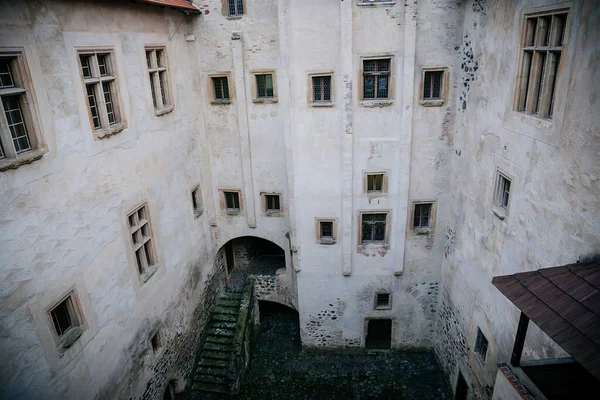 Estilo Renascentista Gótico Castelo Medieval Água Svihov Inverno Região Pilsen — Fotografia de Stock